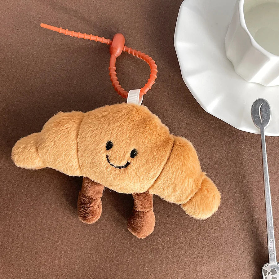 Kawaii Croissant Long Bread Series Plush Keychain Cute Decoration Backpack Pendant Plush Toy Doll Keyring Doll Girl Gift