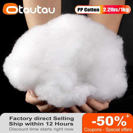 OTAUTAU 1kg PP Cotton Polyester High-elasticity Eco 3D Hollow Filler for Pillow Plush Toy Doll Bean Bag Sofa Bed Cushion OT001