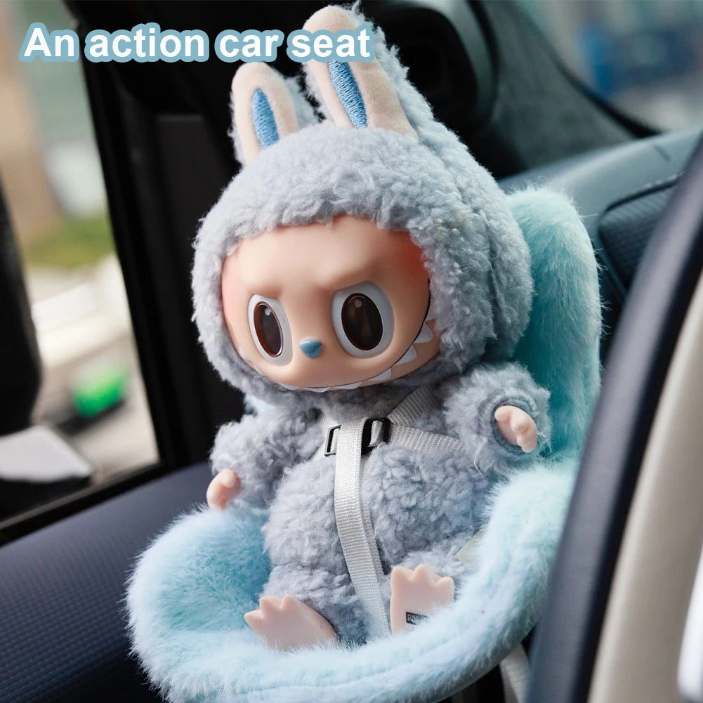 Cute Doll Car Safety Seat Car Air Outlet Decoration for 17cm labubu Car Interior Decoration Ornament