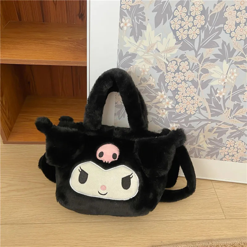 Kawaii Plushie Sanrio Bag Hello Kitty Kuromi Shoulder Bag Cute My Melody Storage Plush Handbag Women Bag Birthday Gift for Girl