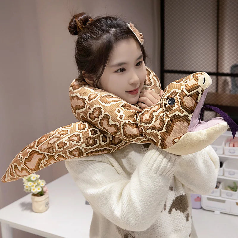 lifelike snake Plush Simulated Python Plush Lovely Animal Hand Puppet Toys Stuffed Snake Doll Home Decor Xmas Exquisite Kid Gift