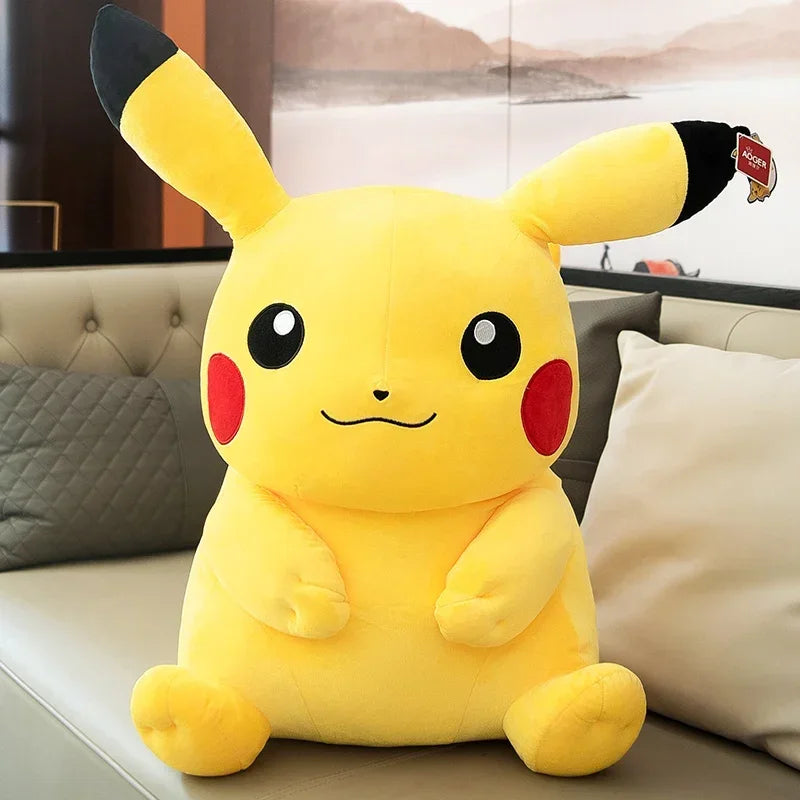 Pokémon series anime cute down cotton smiling face Pikachu doll plush toy children's smiling face Pikachu rag doll birthday gift