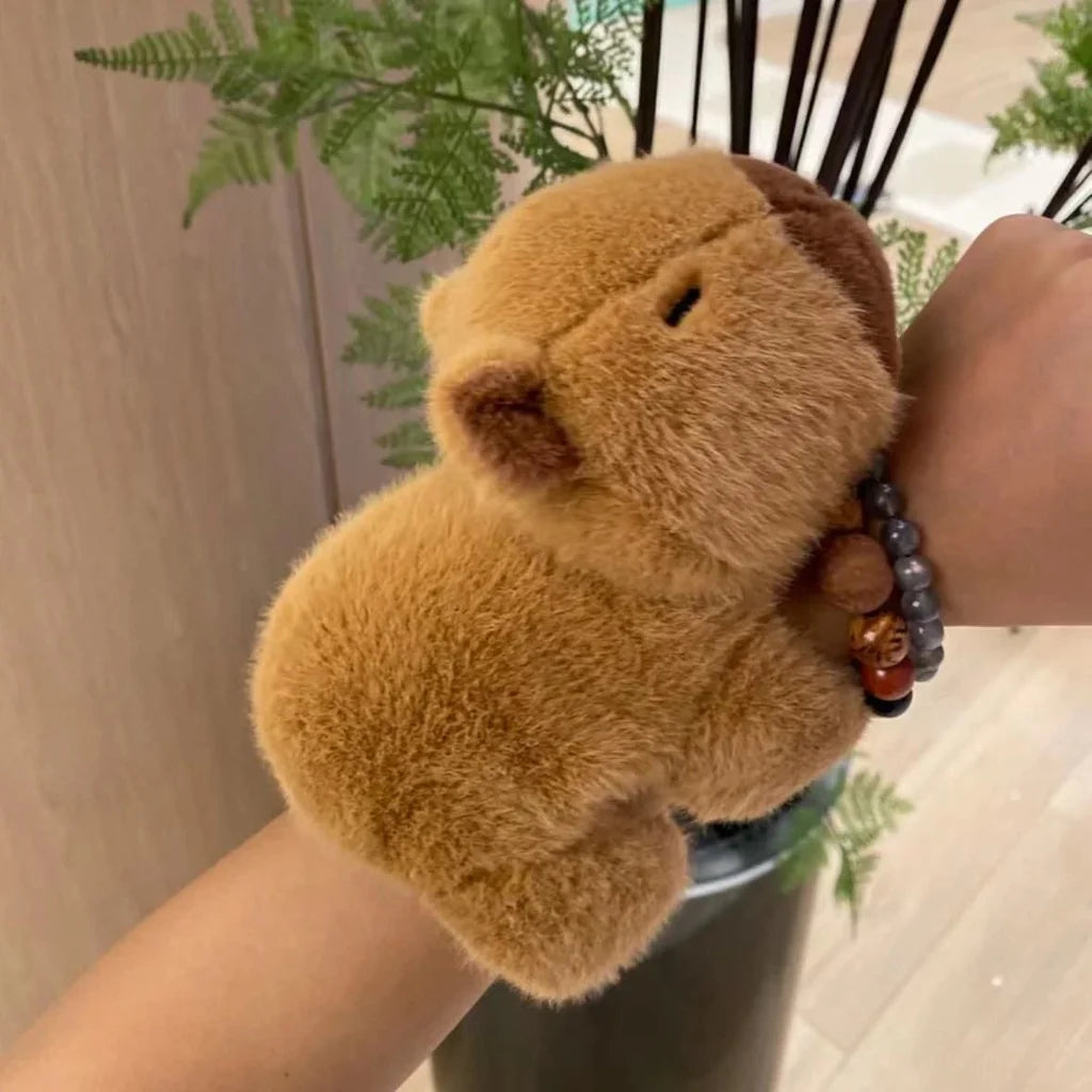 Lovely Animal Slap Snap Wrap Wristband Bracelet Capybara Dog Cat Plush Hand Ring Wristband Kids Toys Creative Funny Gift