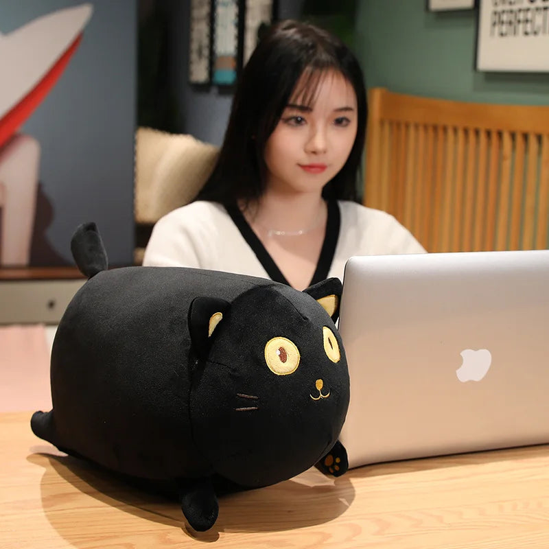 35-70CM Big Eyes black cat Plush Toy Soft Cat Doll Cute Plushie Peluche Kitten Pillow Sofa Cushion For Girls Valentine Day Gift