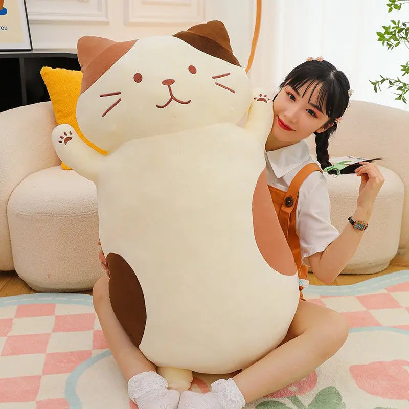 45cm-105cm Kawaii Big Fat Belly Cat Plush Toys Stuffed Soft Long Animal Cat Pillow Nap Cushion Creative Birthday Gift for Kids