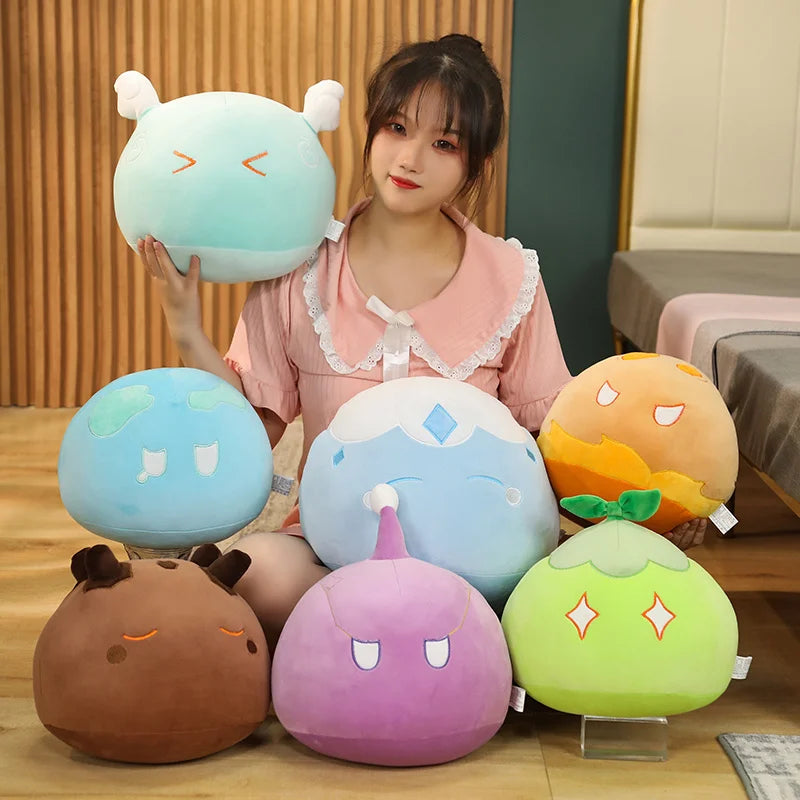 10cm Genshin Impact Slime Doll Stuffed Anime Plushies Kawaii Cute Soft Anemo Electro Pyro Slime Plush Toy Bag Pendant Keychain