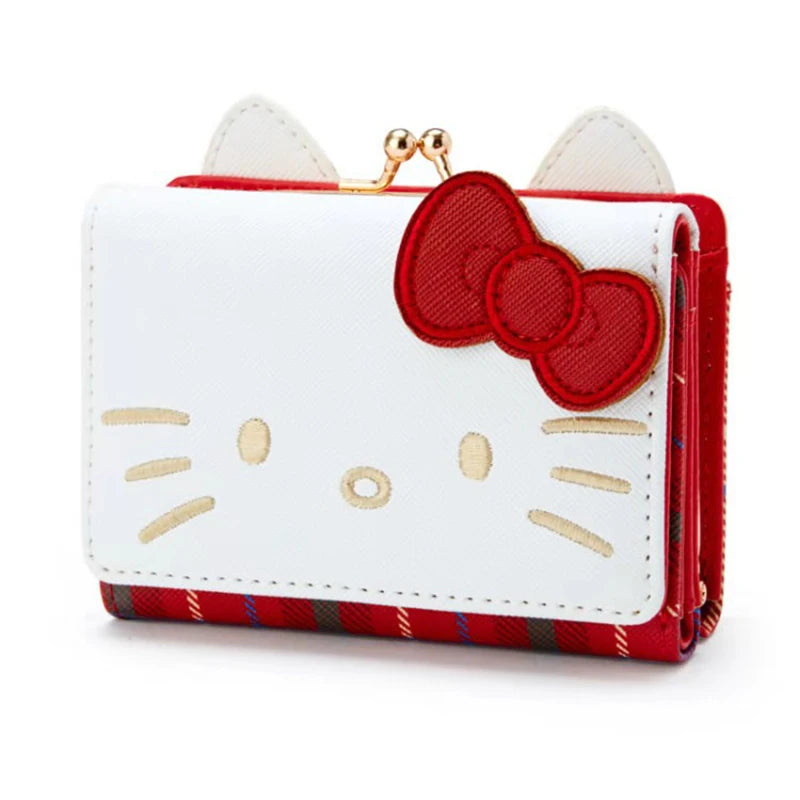 Sanrio Hello Kitty Bag Kawaii Cinnamon My Melody Kuromi Casual Fashion PU Leather Wallet Cute Folding Card Bags Birthday Gifts