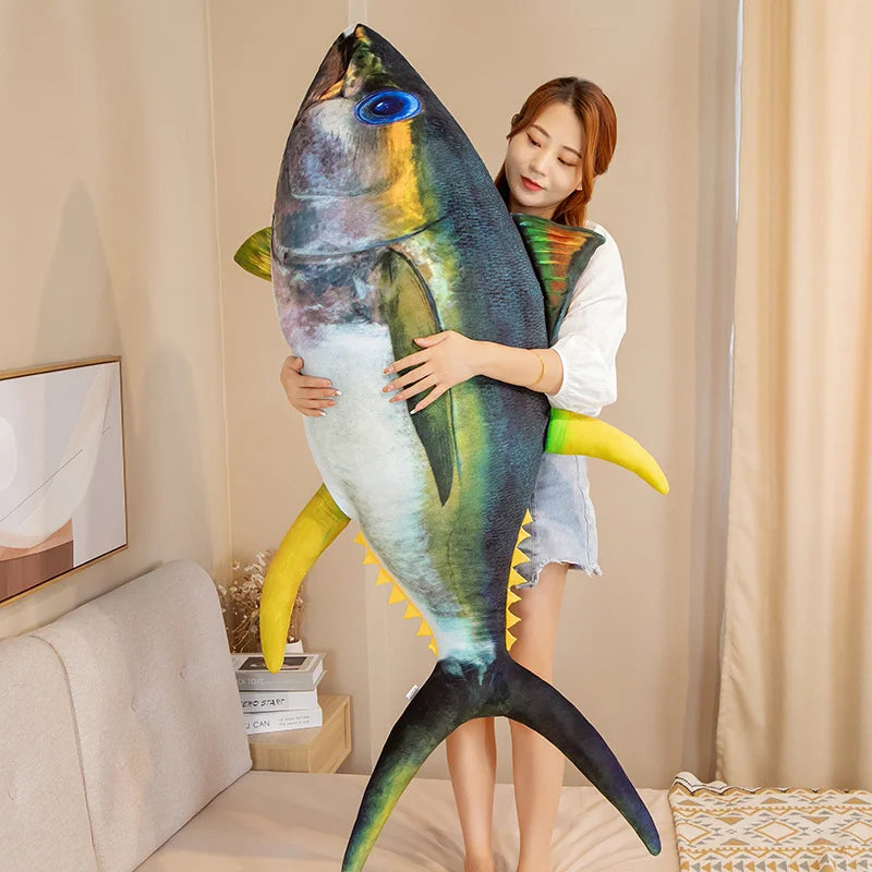 Big Size Simulation Tuna Fish Plush Toy Stuffed Soft Animal Fish Plushies Pillow Cute Sofa Cushion Kids Gift Creative Home Decor