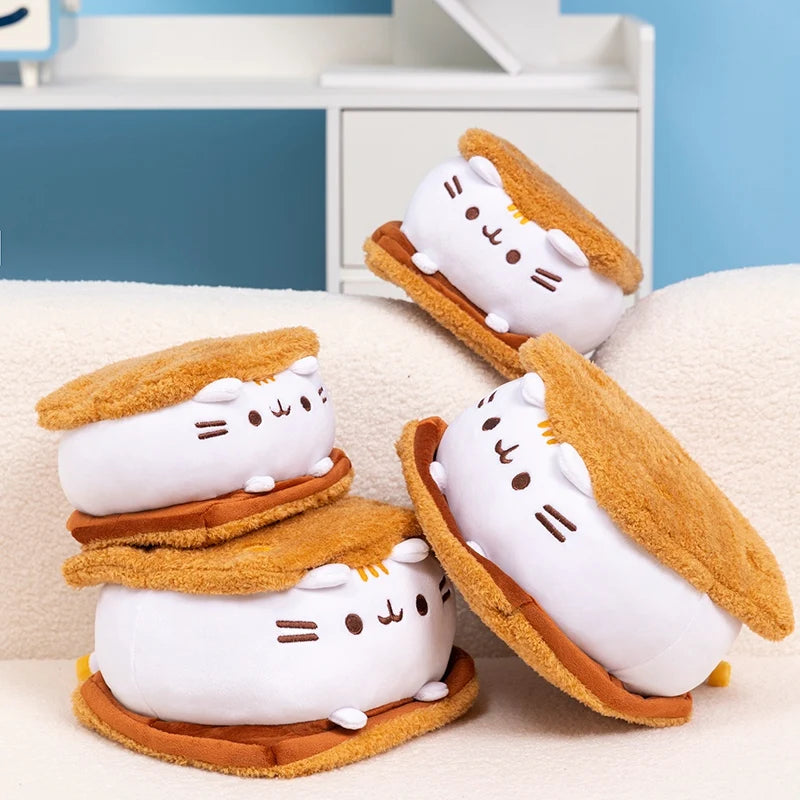 15cm Cute Chocolate Sandwich Cookie Fat Cat Throw Pillow Plush Toys Biscuit Cat Dolls Stuffed Animals Birthday Gifts For Kids