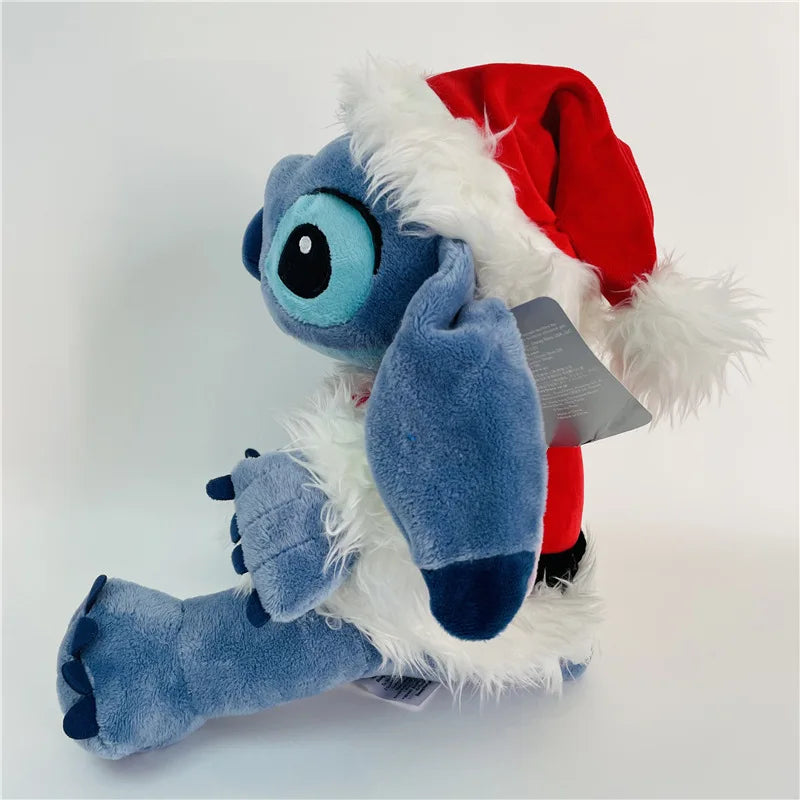 28cm Disney Stitch Cos Santa Claus Cartoon Kawaii Plush Doll Toys Soft Stuffed Throw Pillow Back Cushion Kids Christmas Gifts