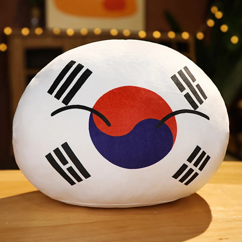 World Flag Throw Pillow Soft Polish Ball Large National Flag Round Pillow Dolls Children's Doll Cushion Plush Toy Christmas Gift