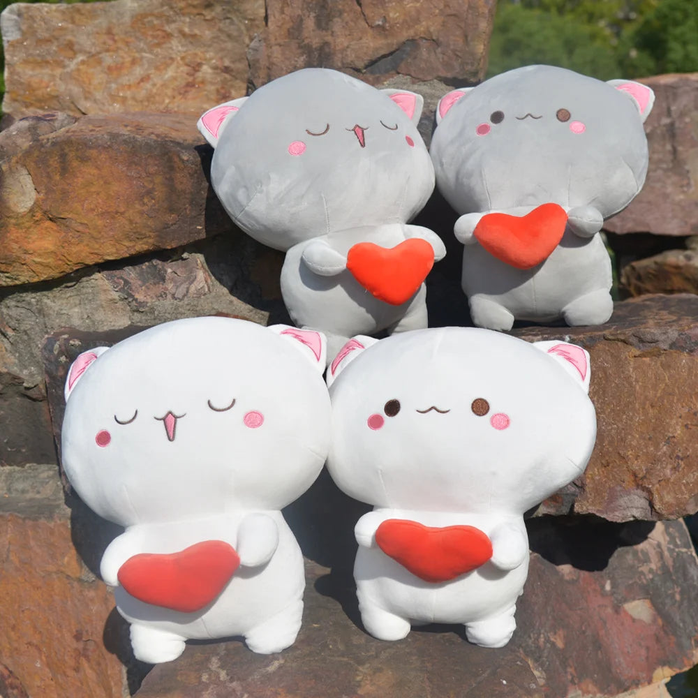 TreasuringU Lovely Cat Plush Dolls Kawaii Cartoon Cat with Love Heart Stuffed Toys Pillows Children Christmas Birthday Gifts