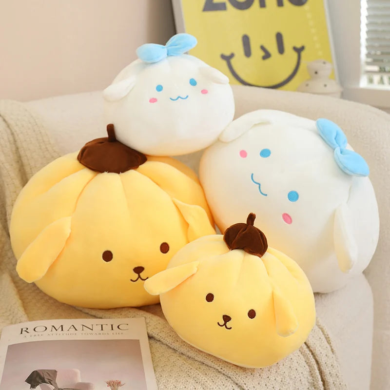 20/30/40cm Sanrio Plush Toys Kawaii Round Cinnamoroll Pom Pom Purin Plush Pillow Cute Chubby Sofa Cushion Soft Sleeping Pillow