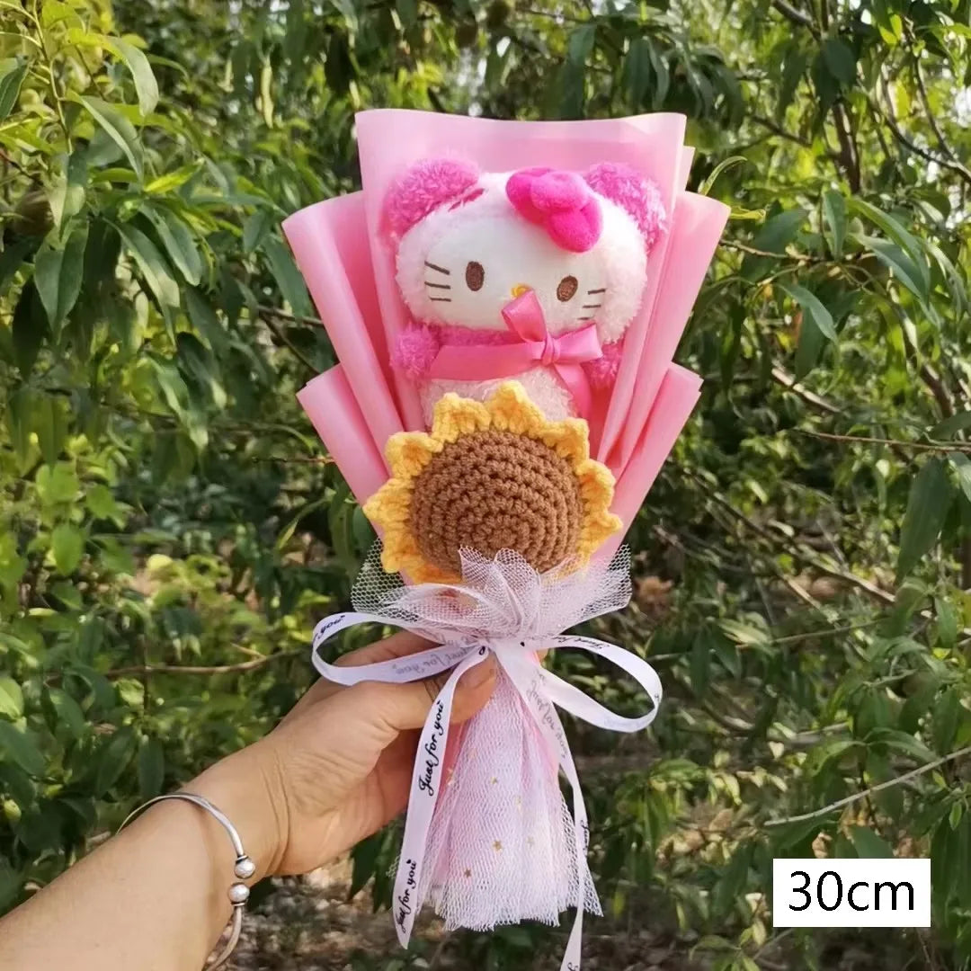 Anime Sanrio Hello Kitty Doll Cartoon Plush Bouquet Rose Soap Flowers Wedding Party Decoration Christmas Valentine's Day Gift