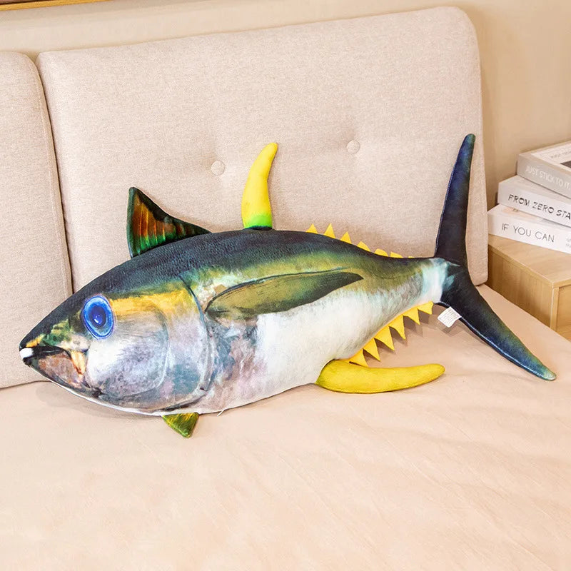 Big Size Simulation Tuna Fish Plush Toy Stuffed Soft Animal Fish Plushies Pillow Cute Sofa Cushion Kids Gift Creative Home Decor