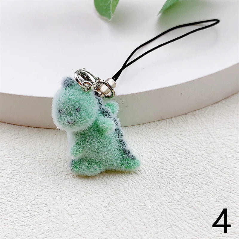 3D Flocking Panda Keychain Cartoon Plush Animal Keyring Bag Pendant Car Key Holder Earphone Charm DIY Jewelry Ornament Accessor