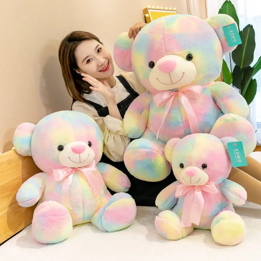 Disney Rainbow Bear Doll Cartoon Anime Cuddly Bear Plush Toys Sleep With The Sitting Models Rag Dolls Children Birthday Gift Toy