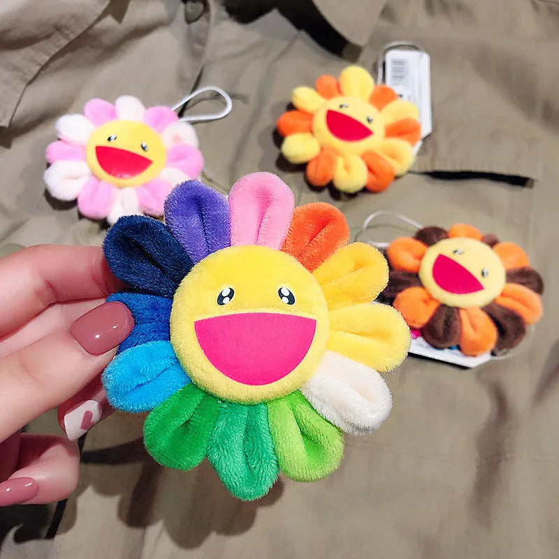 Korean Style Anime Rainbow Color Flower Brooch Backpack Pendant Carry With You Trendy Toy Anime Merchandis Birthday Gift Holiday