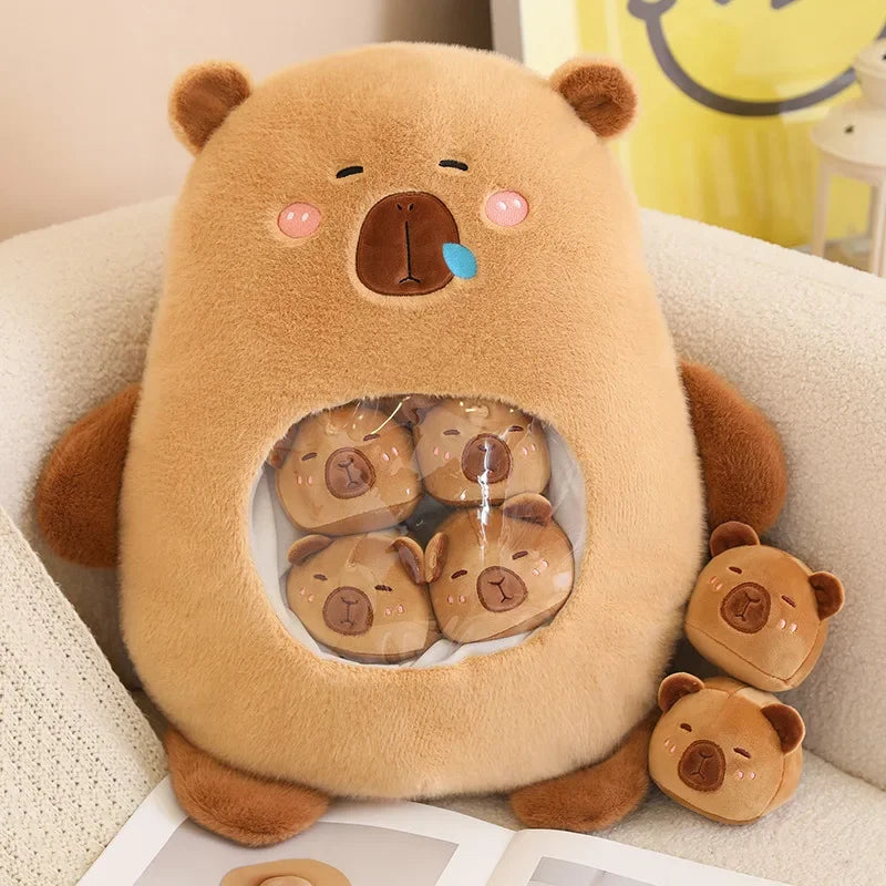 40x45CM Cute Capybara Plush Toy Kawaii Fluffy Capybara Decompression of Porpoise Stuffed Animals Kids Gift Home Decoration