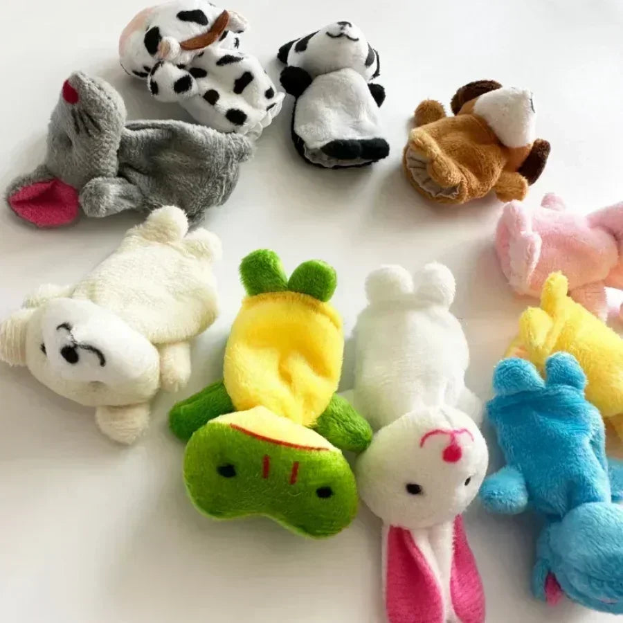 10pcs Cartoon Biological Animal Finger Puppet Storytelling Hand Puppet Plush Toys Baby Favor Dolls Funny Kids Christmas Gift