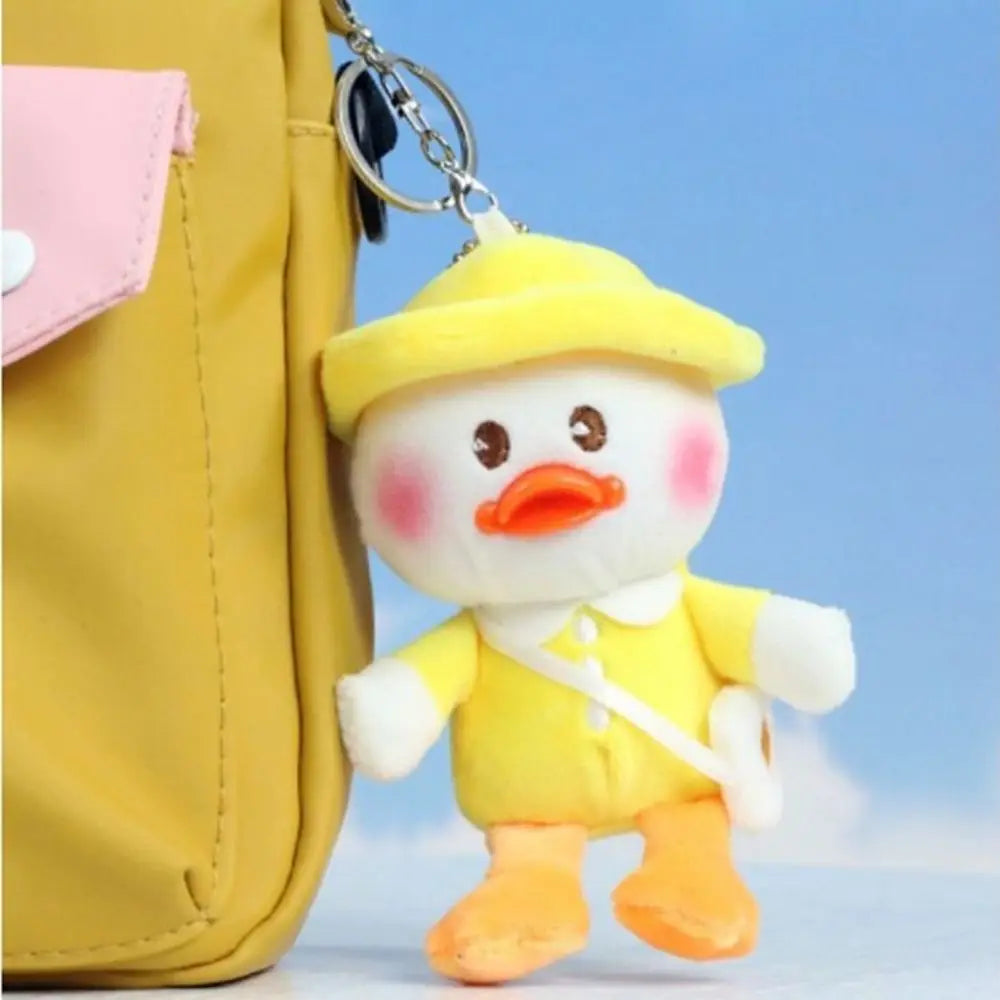 Kawaii Stuffed Plush Cartoon Yellow Duck Keychain Animals Soft Fluffty Animal Doll Cute Creative Duck Bag Pendant