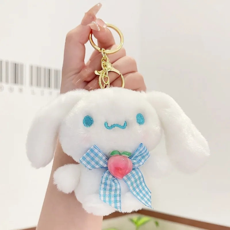 Sanrio Plush Doll Hello Kitty Car Keychain Cinnamoroll Children's School Bag Pendant Anime Peripheral Holiday Gift 2D Collection