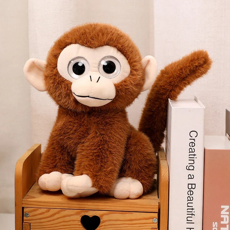 Simulation Big-eyed Smile Monkey Plush Toy Soft Stuffed Long Tail Monkey Doll Home Decoration Birthday Gift For Children