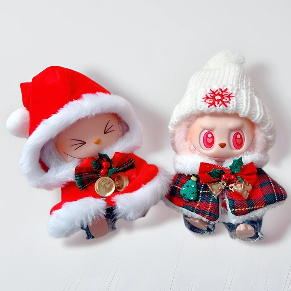 For 17cm labubu V1 V2 and 10cm Cotton Dolls Dress Doll Clothes Multicolor Embroider New year christmas BJD Doll Clothes