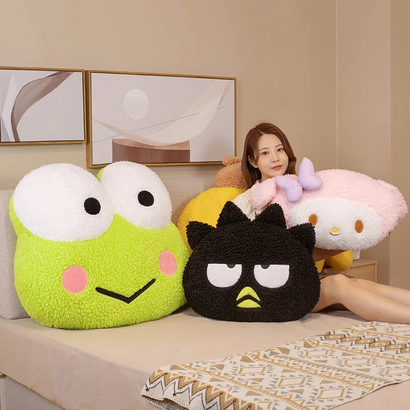 Big Size Sanrio Hello Kitty My Melody Plush Toy Stuffed Anime Badtz Maru Keroppi Back Cushion Sanrio Pillow Xmas Gifts Girl