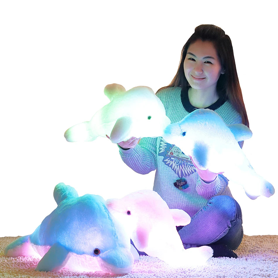 45cm/25cm Luminous Plush Dolphin Glowing Pillow