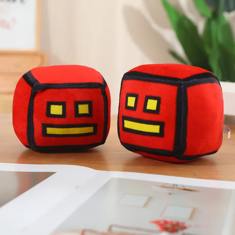 Geometry Dash Cube Plush Toys Stuffed Plushie Doll Small Pillow Square Pendant Game Cute Kids Fans Collection Birthday Gift 12CM