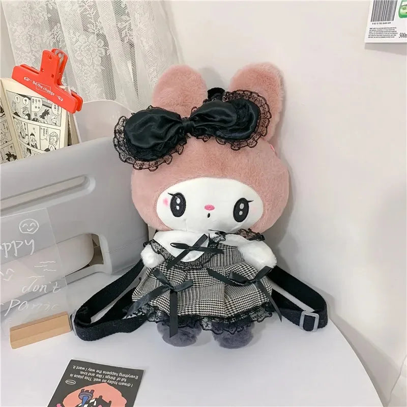 Kawaii Sanrio Bag Kuromi Plush Backpack Lolita Style Plushies Stuffed Animal Doll Toys My Melody Bag Women Tote Girl Christmas