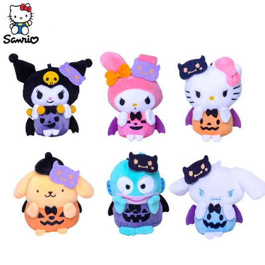 Kawaii Sanrio Plush Doll Pendant Plush Kuromi Melody Hello Kitty Cinnamoroll Halloween Plush Keychain Decoration Birthday Gifts