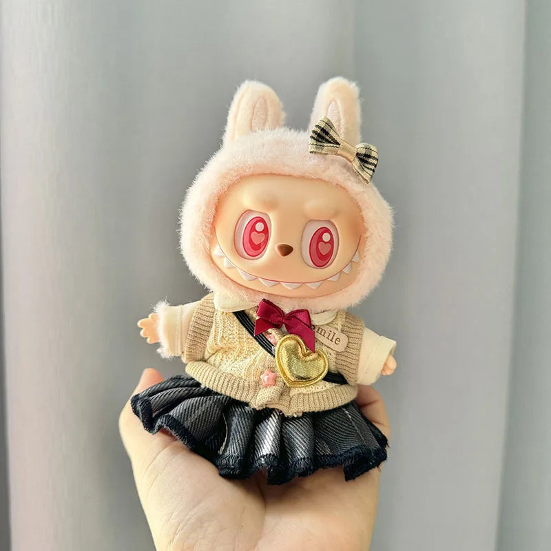 For 17cm Labubu V1 V2 Idol Dolls Clothes Cute Hoodie Mini Doll Sitting Party Outfit Clothing Korea Kpop Exo DIY Gifts