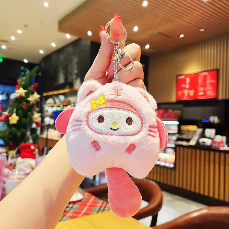 Sanrio Plush Hello Kitty Keychain Melody Small Pendant Doll School Bag Pendant Doll Mini Anime Peripheral