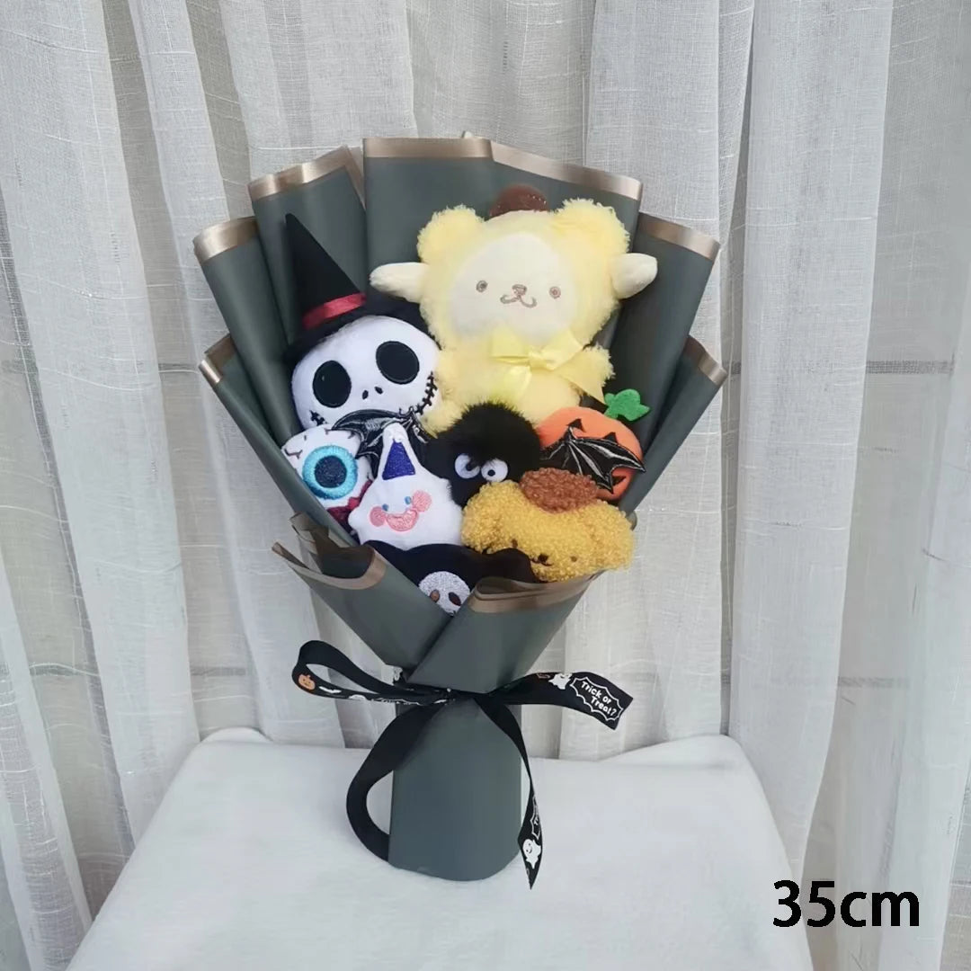 Halloween Animal Plush Bouquet Funny Toy Kuromi My Melody Hello Kitty Cinnamoroll Dolls Christmas and Valentine's Day Gifts