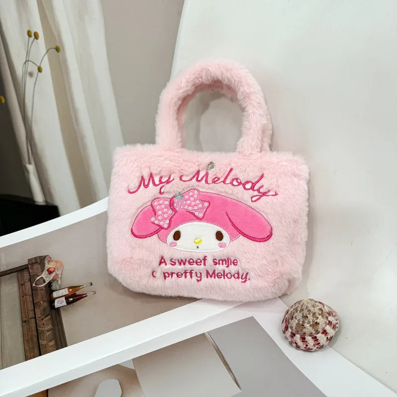 Sanrio Kuromi Plush Bag Melody Kitty Shoulder Bag Handbag Birthday Gift Female Accessories Peripheral Toys Movie Peripherals