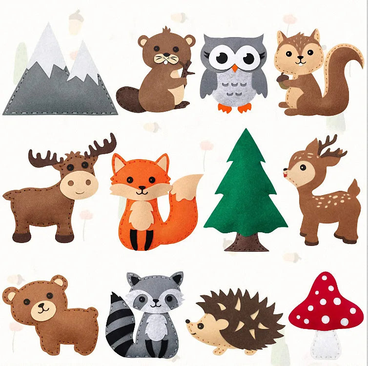 Woodland Animals Craft Kit Forest Creatures DIY Sewing Felt Plush Animals for Kids Beginners Educational Sewing Set Girl Art Toy