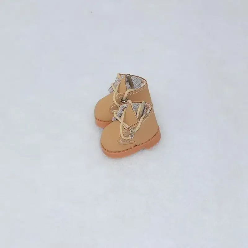 For Labubu Shoes (3.8*2.3cm) for 17cm Labubu Macaron and 10cm EXO /Cotton Doll Finger Shoes Doll Leather Shoes