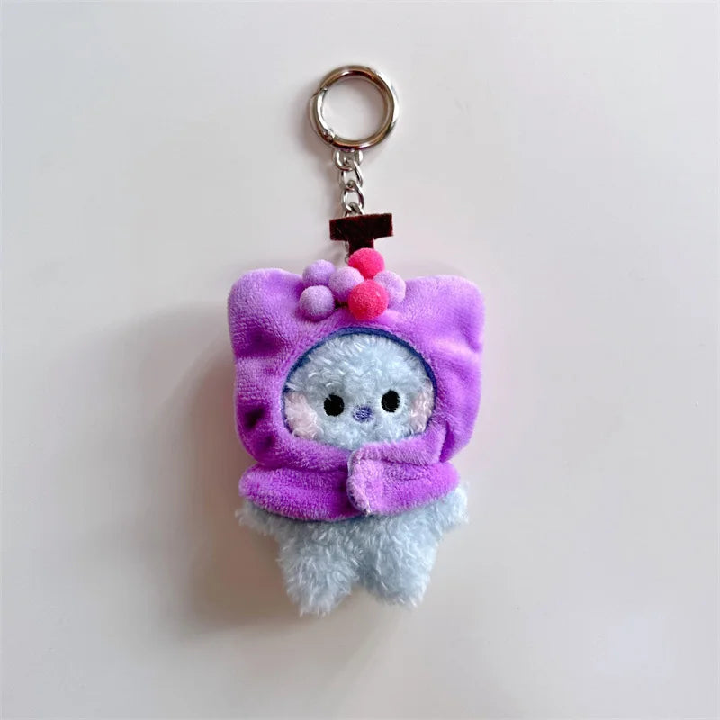 Kawaii BT21 Fruit Head Cover Series Plush Pendant Anime Cute Cartoon Bag Pendant Accessories Plush Keychain Birthday Gift