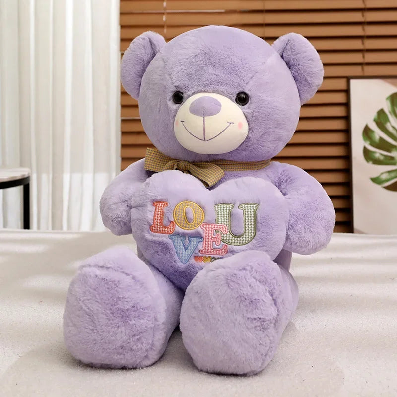 New Flower Silk Ribbon Love Bear Plush Toys Stuffed Cute Bear Doll Boys&Girls Valentine's Gift Kids Baby Christmas