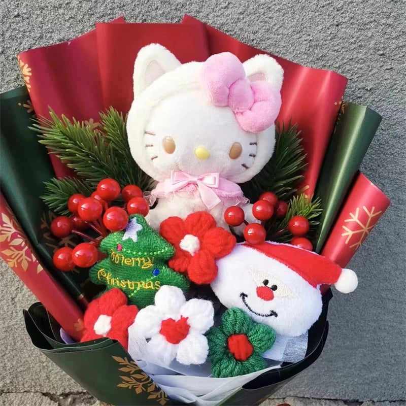 Anime Christmas Kuromi My Melody Cinnamoroll Hello Kitty Plush Doll Toy Cartoon  Bouquet Woman Valentine's Day Girls Gifts