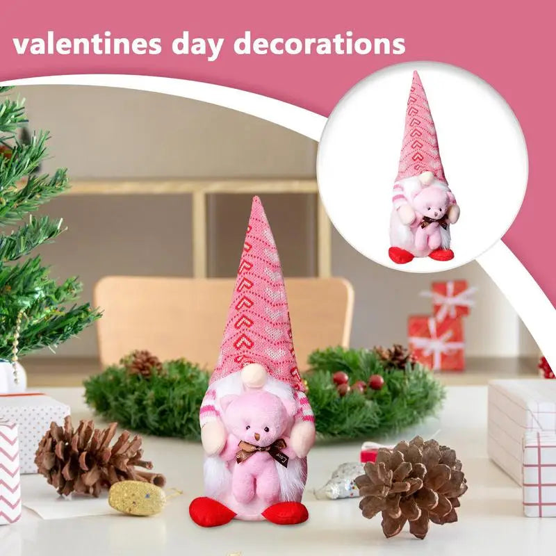 Valentines Day Plush Gnomes Faceless Gnomes Doll Stuffed Pink Gnomes Decorations Romantic Table Decorations Cute Plush Doll For