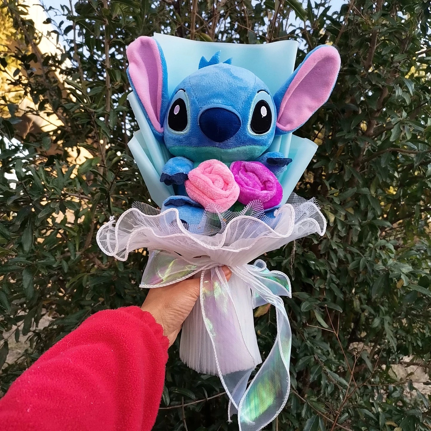 Anime Lilo & Stitch Plush Bouquet With Sunflower Soap Rose Flower Bouquet Cartoon Stuffed Valentine's Day Christmas Birthday Gif