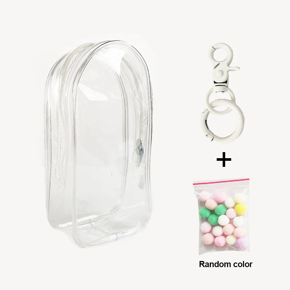 Protective Bag Thick Silicone Case For Labubu v1 v2 / Liila cat PVC Transparent Doll Dustproof Box with Keychain and balls