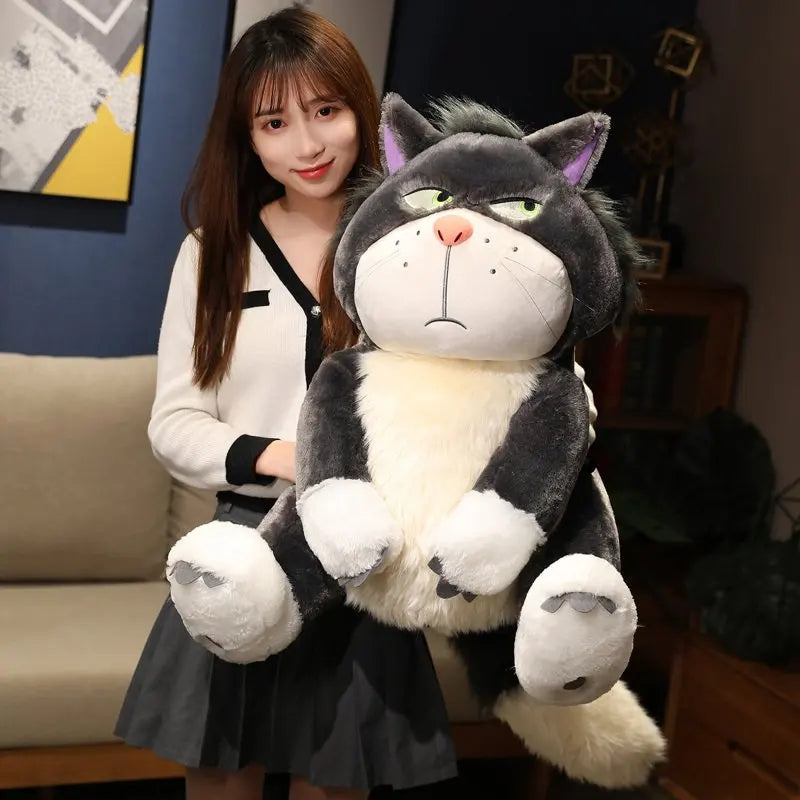 65cm High Quality Big Cat Lucifer Plush Soft Filling Animal Sitting Doll Bed Decoration Children's Toy Birthday Gift