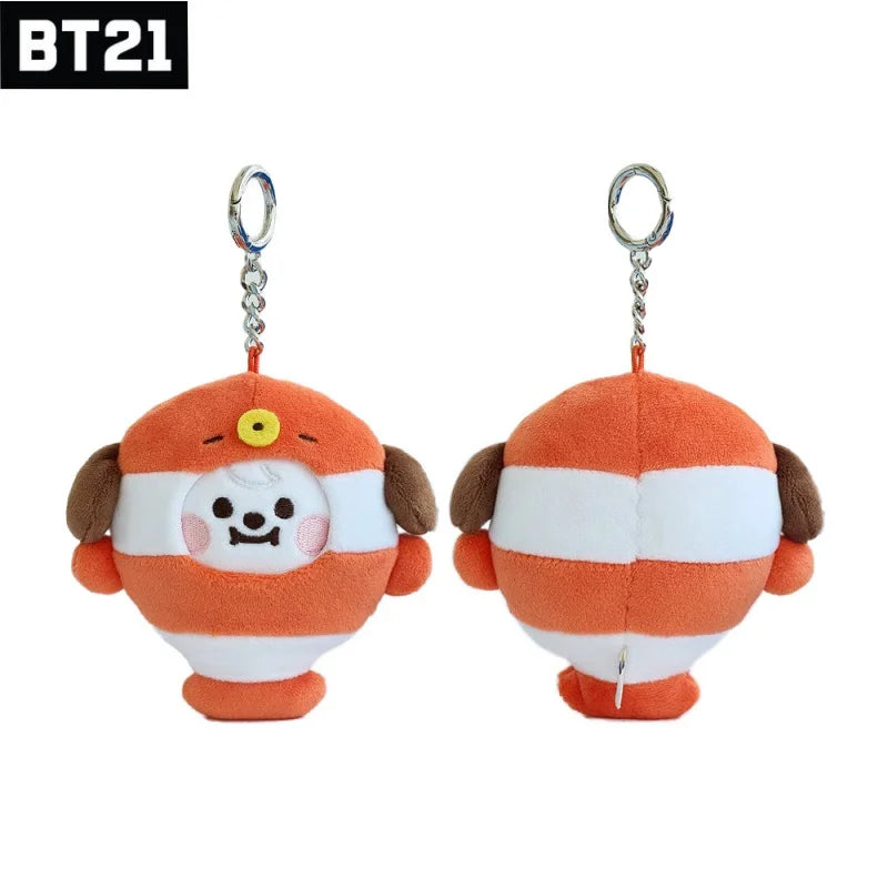 NEW 10CM BT21 Popular Anime Kawaii Cooky Tata Rj Mini Plush Keychain Pendant Ocean Friends Plush Doll Bag Pendant Ornament Gift