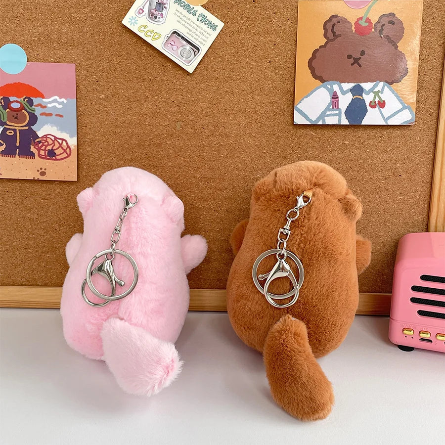 Kawaii capybara plush toys cute wagging tail doll creative keychain backpack accessories pendant pendant kids gift couple