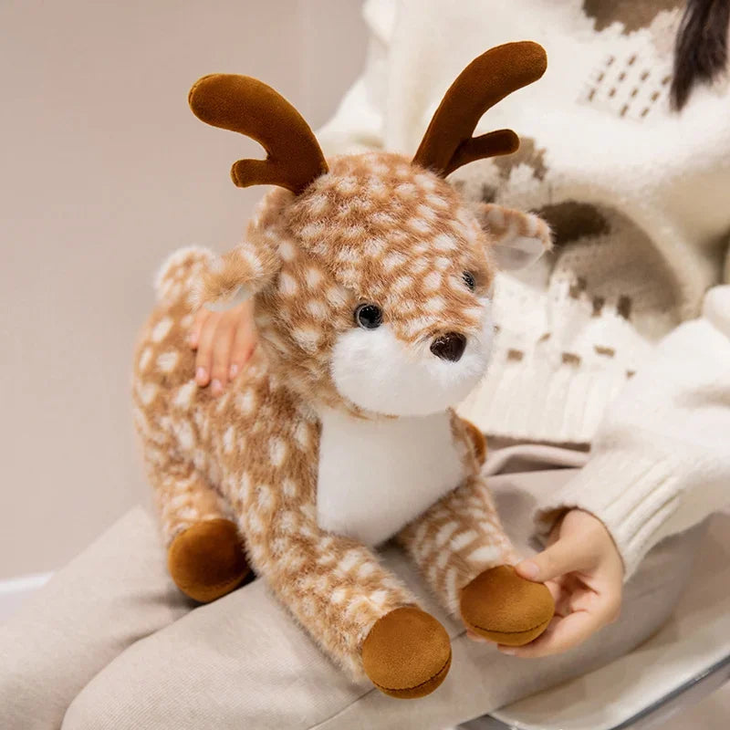 25-45cm Simulation Stuffed Sika Deer Toys Plush Animal Deer Dolls Children Playmate Kids Birthday Gift Home Decoration