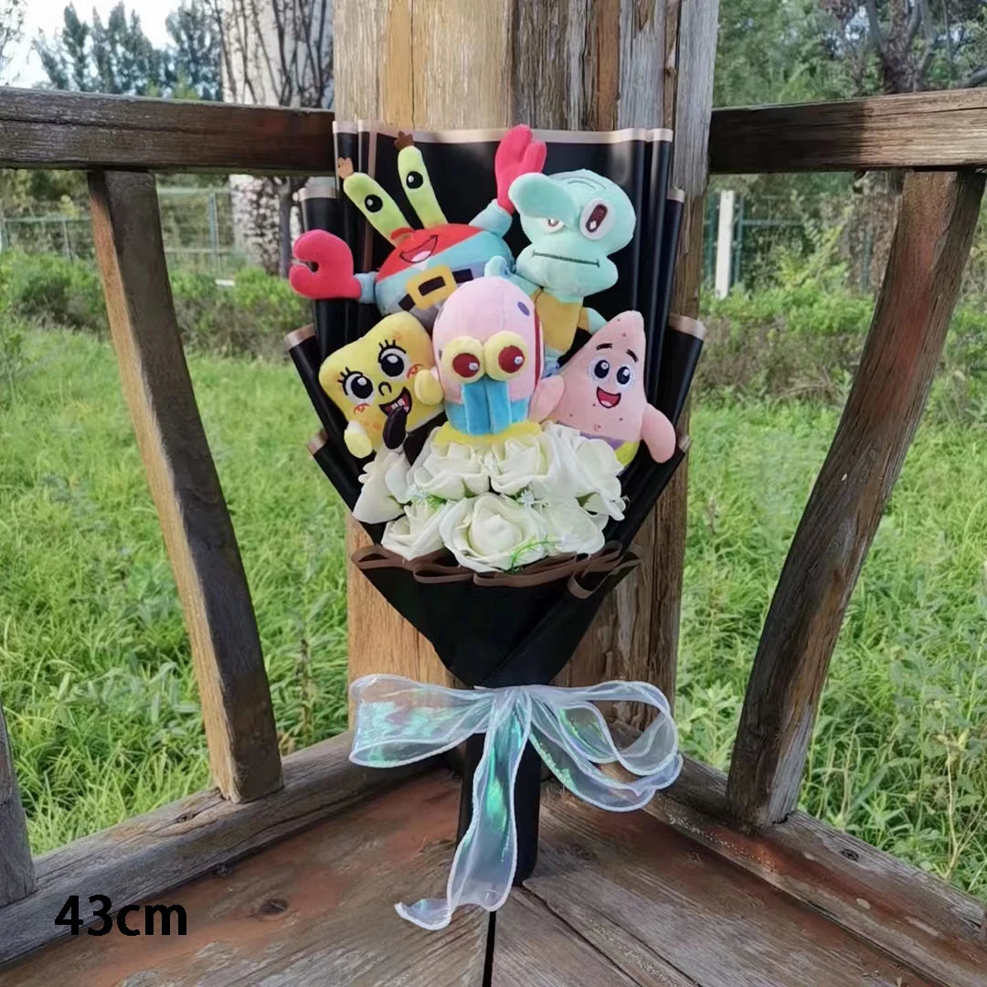 Anime Spongebob Squarepants Patrick Star Squidward Eugene H. Krabs  Plush Bouquet Christmas and Valentine's Day Gifts